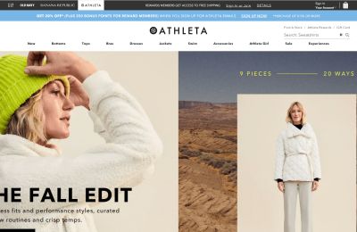 Athleta官网，加拿大专注于女性瑜伽服、技术运动服和运动休闲服的品牌缩略图