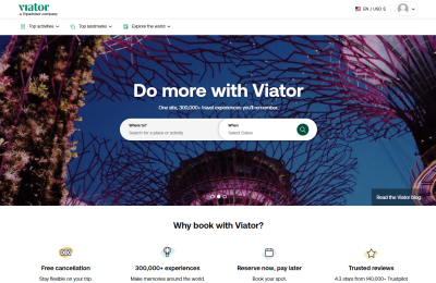 Viator官网，美国专业领先的旅游体验订票平台缩略图